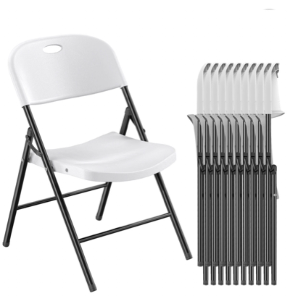 White folding rental chairs